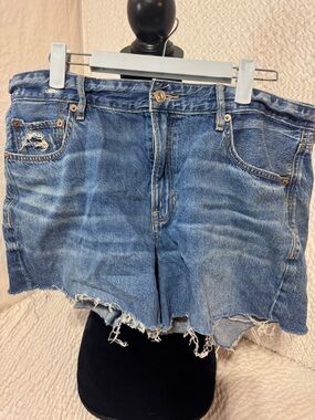 American Eagle Outfitters Distressed Blue Denim Cutoff Shorts